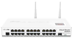 Mikrotik Cloud Router Switch 125-24G-1S-2HnD-IN, Atheros AR9344 CPU, 128MB RAM, 24xG-LAN, 1xSFP, RouterOS L5, LCD panel, 2.4Ghz 802.11b/g/n, desktop kućište, PSU