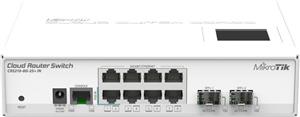 Mikrotik Cloud Router Switch 210-8G-2S+IN, Atheros QC8519 400Mhz CPU, 64MB RAM, 8xGigabit LAN, 2xSFP+, RouterOS L5, LCD panel, desktop kućište, PSU