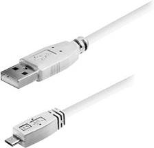 Transmedia USB typeA plug-Micro USB typeB 1m, white