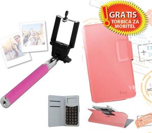 MS SELFIE štap rozi + MS MODULE 4" torbica za mobitel roza GRATIS