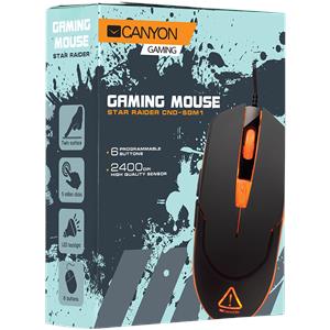 Miš Canyon CND-SGM1 optical gaming mouse, adjustable DPI setting 800/1200/1600/2400, LED backlight, Black