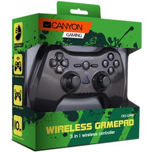 Canyon CNS-GPW6 3in1 wireless gamepad, up to 8 hours of play time, transmission distance up to 10m, rubberized finishing, dual-shock vibration (Compatible with PC, PS2, PS3)