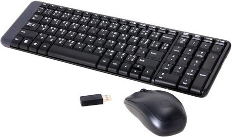 Tipkovnica + miš Logitech MK220 Wireless Desktop, bežična, crna, kompaktna, USB