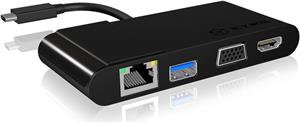 Adapter ICY IB-DK403-C, USB 3.0-C (M) na HDMI/VGA (Ž), USB 3.0, G-LAN, crni