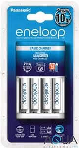 Punjač baterija Panasonic Eneloop Basic KKJ51MCC04E, 4 mjesta za punjenje + 4x 750mAh AAA baterije