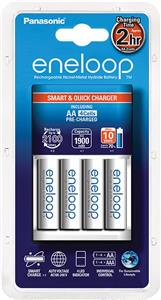 Punjač baterija Panasonic Eneloop Smart Pro KKJ55MCC40E, brzi, 4 mjesta za punjenje + 4x 1900mAh AA baterije