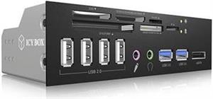Front panel ICY BOX IB-863a-B , 5.25", čitač kartica, 4x USB 2.0, 2x USB 3.0, eSATA, Audio In/Out, crni