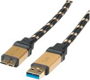 Roline GOLD USB3.0 kabel TIP A(M) - Micro B(M), 2.0m