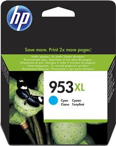 HP 953XL High Yield Cyan Original Ink Cartridge, F6U16AE