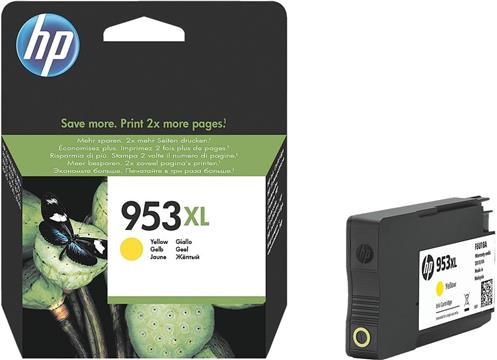 HP 953XL High Yield Yellow Original Ink Cartridge, F6U18AE