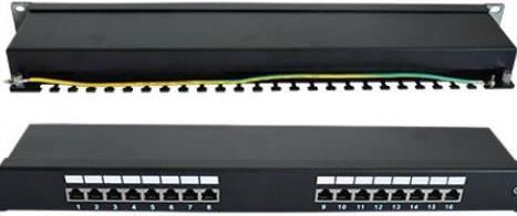 NaviaTec Cat6 Shielded 16-Port Patch Panel Black