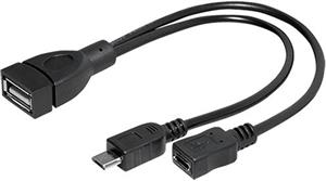 Transmedia Micro-B male Micro-B female to USB-A female, 0,2 m C258-CL