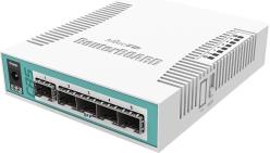 Mikrotik CRS106-1C-5S Cloud Router Switch 106-1C-5S, QCA8511 400MHz CPU, 128MB RAM, 1×Combo port (Gigabit Ethernet or SFP), 5×SFP cages, RouterOS L5, desktop kučište, PSU