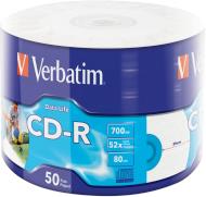 CD-R Verbatim 700MB 52× DataLife WIDE INKJET PRINTABLE 50 pack wrap
