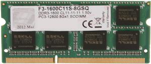 Memorija za prijenosno računalo G.Skill 8 GB SO-DIMM DDR3 1600 MHz, PC-12800, F3-1600C11S-8GSQ,