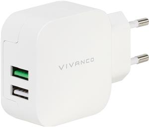 Strujni punjač Vivanco 3.4A (2.4A+1A) brzo punjenje USB, smart IC za Apple i Android, bijeli