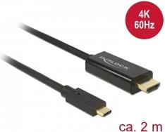 Kabel DELOCK, USB-C (M) na HDMI (M), DP Alt, 4k, 60 Hz, 2.0m