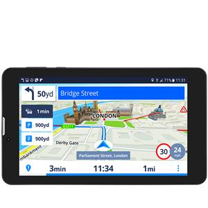 Auto navigacija Prestigio GeoVision Tour 3 (7.0", IPS, 1280x720, Android 7.0, CPU Cortex A7 DC 1.3 GHz, 1 GB RAM, 16 GB internal, 0.3+2.0MP, FM, 3G, WiFi, BT, SIM card slot, 2800 mAh, Black, Plastic