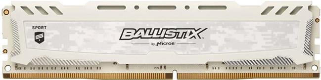 Memorija Crucial DRAM 8GB DDR4 2400 MT/s (PC4-19200) CL16 SR x8 Unbuffered DIMM 288pin Ballistix Sport LT DDR 4 UDIMM - White, BLS8G4D240FSCK