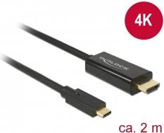 Kabel DELOCK, USB-C (M) na HDMI (M), DP Alt, 4k, 30 Hz, 2.0m