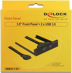 Front panel DELOCK, 3.5", 2x USB 3.0, crni