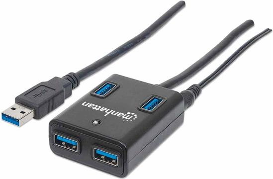 USB HUB MANHATTAN, USB 3.0, 4-portni USB 3.0, strujni adapter, crni