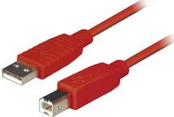 Transmedia USB 2.0 AB, red color, 3m