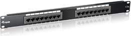 UTP prespojni panel Cat.5e, 19" 1U, 16-Port, crni, (RAL 9005)