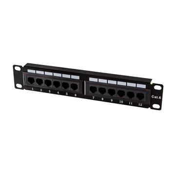 UTP prespojni panel Cat.6, 10" 1U, 12-Port, crni (RAL 9005)