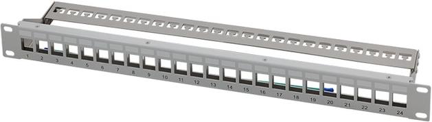 Prespojni panel 19" 1U za keystone STP 24 Port, svjetlo sivi (RAL 7035)