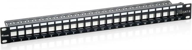 Prespojni panel 19" 1U za keystone UTP 24 Port, crni (RAL 9005)