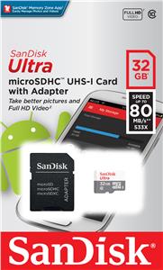 Memorijska kartica SanDisk 32GB Micro SDHC Ultra Android, SDSQUNS-032G-GN3MA, class 10 UHS-I + adapter