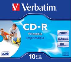 CD-R Verbatim 700MB 52× DataLife+ Wide PRINTABLE 10 pack JC