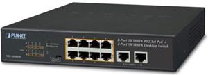 PLANET FSD-1008HP preklopnik (Switch) 10" 8-port 10/100TX 802.3at PoE + 2-port 10/100TX, rack-mountable