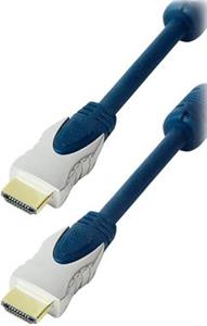 Transmedia HDMI cable metal plugs gold contacts, 5,0 m, blue