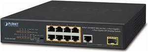 Planet FGSD-1011HP 8-Port Fe 802.3at PoE 1-Port Gbe 1-Port 100 1000X SFP Desktop Switch (120 watts)