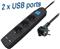 Transmedia NV56-5 3-way power strip with two USB charging ports, 5m black