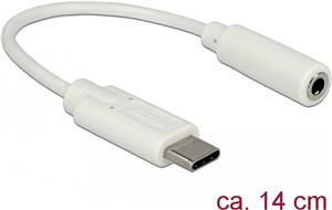 Adapter DELOCK, USB-C (M) na Audio 3.5 (Ž), 14cm, bijeli