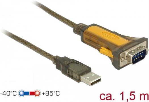 Adapter DELOCK, USB 2.0 (M) na RS-232 DB9, sa proširenim rasponom temperature, 1.5m