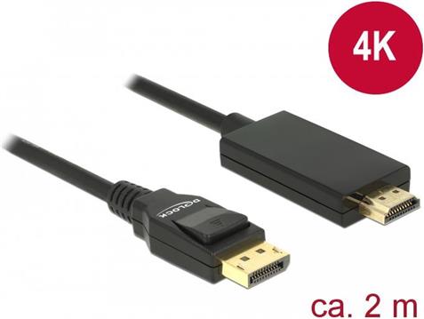 Kabel DELOCK, DisplayPort 1.2 (M) na HDMI A (M), High Speed, 2m