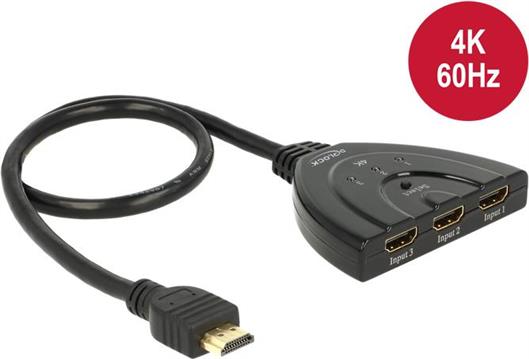 Preklopnik DELOCK, 3x HDMI (Ž) na HDMI (M), 4K 60Hz