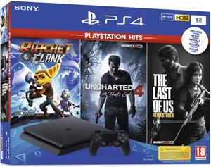 GAM SONY PS4 1TB Slim+Uncharted 4/The Last of Us/Ratchet&Clank