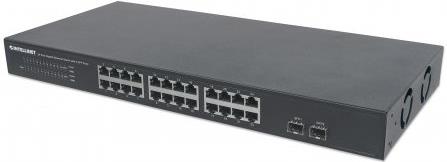 Switch Unmanaged, 24x10/100/1000T + 2xSFP, int. PSU, 19"