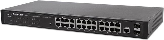 Switch L2 Managed, 24x10/100/1000T + 2xSFP, int. PSU, 19"