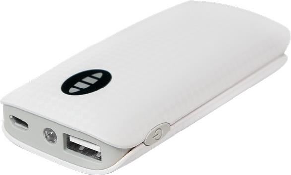 Baterija prijenosna (Power Bank) 4000mAh, 5V/1,5A, 1xUSB, sa svjetiljkom, bijelo/siva