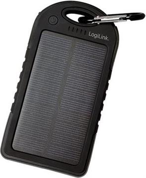 Baterija prijenosna (Power Bank) 5000mAh, 5V/1A, 2xUSB, solarni punjač, outdoor, crna