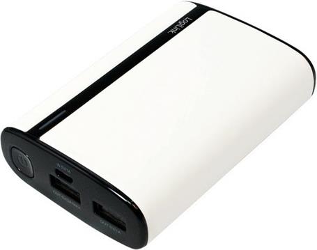 Baterija prijenosna (Power Bank) 7800mAh, 5V/2,1A, 2xUSB, bijela imitacija kože