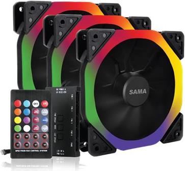 Ventilator Sama PC RGB Rainbow Dual Ring kit, 120mm, 1100 okr/min