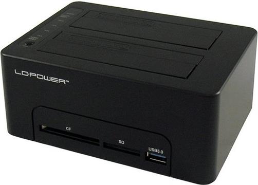 Docking station LC-POWER LC-DOCK-U3-CR, USB 3.0, dual bay HDD, 2.5"/3.5" SATA HDDs/SSDs, CF/SD card