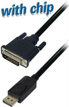 Transmedia DisplayPort plug to DVI 24 1 plug, 2,0 m, silver color plugs